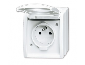 20 MW-54-500^GNIAZDO Z UZIEMIENIA Z KLAPKĄ. STOPIEŃ OCHRONY: IP44 -OCEAN-BIAŁY ALPEJSKI,