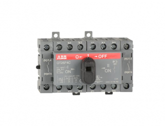 OT25F4C Przełącznik (I-0-II) 25A, 4P, napęd z przodu, bez wałka i rączki, osłona zacisków kablowych IP20, montaż na płycie mont,