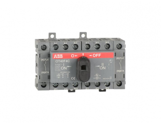 OT40F4C Przełącznik (I-0-II) 40A, 4P, napęd z przodu, bez wałka i rączki, osłona zacisków kablowych IP20, montaż na płycie mont,