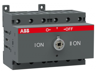 OT63F3C Przełącznik (I-0-II) 63A, 3P, napęd z przodu, bez wałka i rączki, osłona zacisków kablowych IP20, montaż na płycie mont,