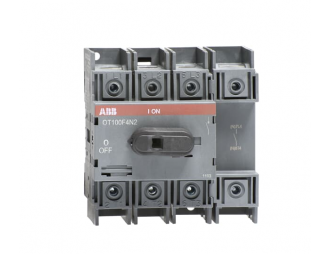 OT100F4N2 Rozłącznik izolacyjny 100A, 4P, napęd z przodu, bez wałka i rączki, osłona zacisków kablowych IP20, montaż na płycie,