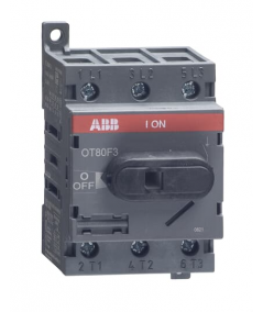 OT80F3 Rozłącznik izolacyjny 80A, 3P, napęd z przodu, bez wałka i rączki, osłona zacisków kablowych IP20, montaż na płycie mont