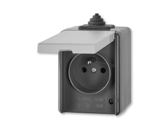 5518-2929 S GNIAZDO Z KLAPKĄ IP44 -CLASSIC-SZARY,