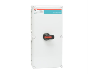 OT160EVFCC3T,  3p. 415V AC23 160A, 88kW.  Styki pomocnicze:: 2NO, 1NC. Plastkowa obudowa. IP65.,