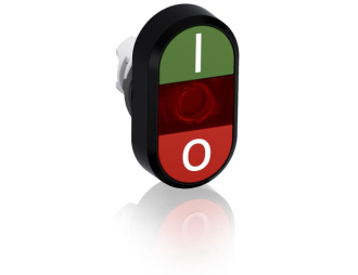 Przycisk podwójny I-0 czerwone pole podświetlany MPD2-11R,