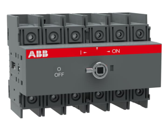 OT100F6 Rozłącznik 100A, 6P, napęd z przodu, bez wałka i rączki, osłona zacisków IP20, montaż na płycie lub szynie DIN,