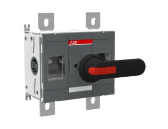 OT630E11P Rozłącznik izolacyjny 630A, 2P, napęd z przodu, z wałkiem i czarną rączką IP65, montaż na płycie montażowej, zestaw ś,