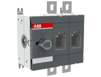 OT400E02 Rozłącznik izolacyjny 400A, 2P, napęd z przodu, bez wałka i rączki, montaż na płycie montażowej, zestaw śrub do zacisk,