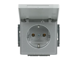 20 EUK-83^GNIAZDO SCHUKO Z KLAPKĄ BLOKADA KLAPKI W POZYCJI OTWARTEJ. -FUTURE-ALUMINIOWO SREBRNY,