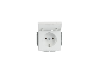 20 EUK-84-500^GNIAZDO SCHUKO Z KLAPKĄ BLOKADA KLAPKI W POZYCJI OTWARTEJ. -CARAT,SOLO,AXCENT,FUTURE-BIAŁY STUDYJNY,